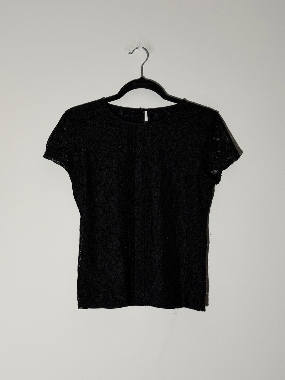Black Lace Short-Sleeve Women's Top - Unbranded